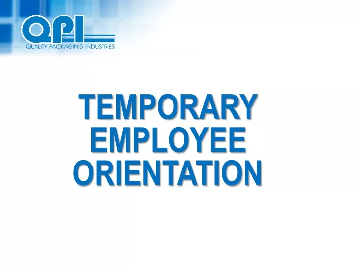 temporary employee orientation