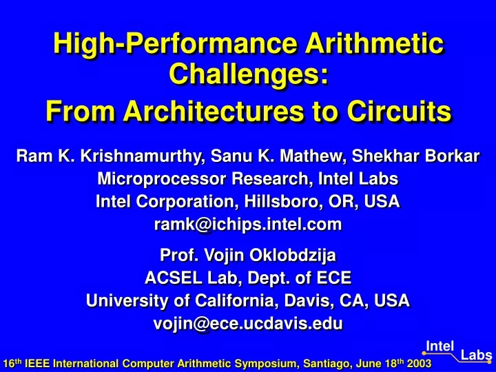 high performance arithmetic challenges from architectures to circuits