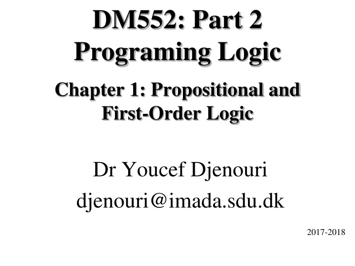 chapter 1 propositional and first order logic