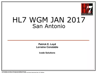 HL7 WGM JAN 2017 San Antonio