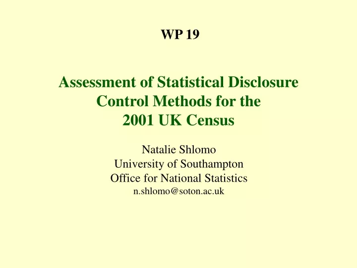 wp 19 assessment of statistical disclosure