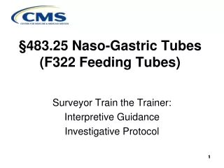 §483.25 Naso-Gastric Tubes (F322 Feeding Tubes)