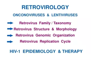 RETROVIROLOGY ONCONOVIRUSES  &amp;  LENTIVIRUSES Retrovirus  Family / Taxonomy