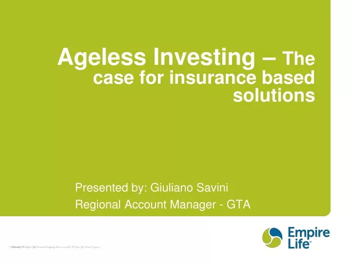 ageless investing the case for insurance based solutions