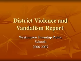 District Violence and Vandalism Report