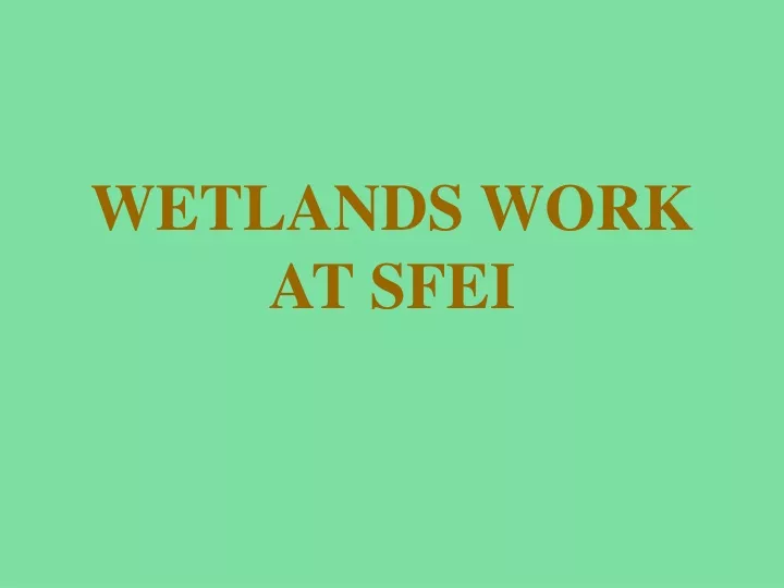 wetlands work at sfei