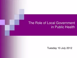 The Role of Local Government in Public Health