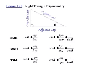 Lesson 13.1 	Right Triangle Trigonometry