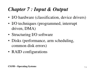 Chapter 7 : Input &amp; Output