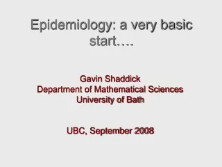 Epidemiology: a very basic start….
