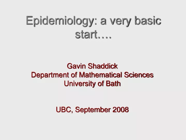 epidemiology a very basic start