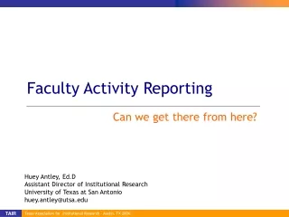 Faculty Activity Reporting