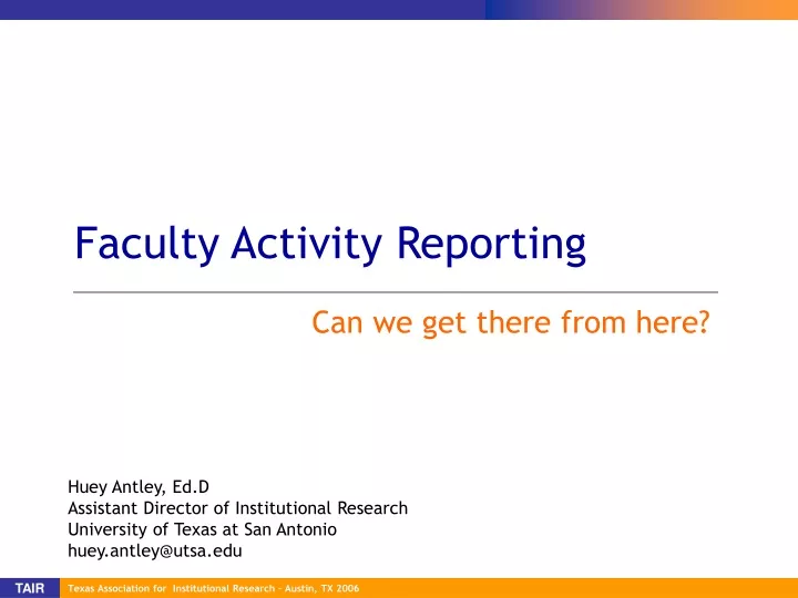 faculty activity reporting