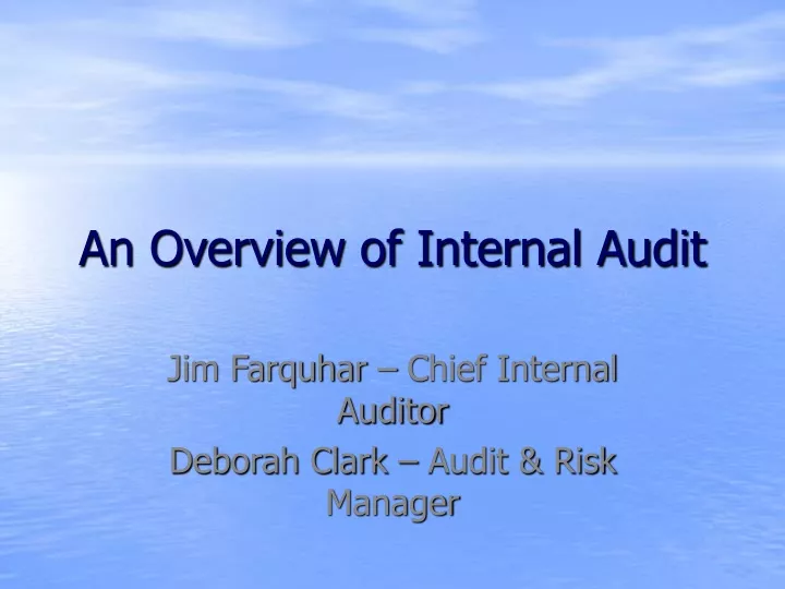 an overview of internal audit