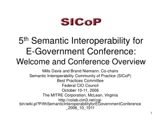 5 th  Semantic Interoperability for E-Government Conference: Welcome and Conference Overview
