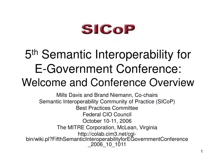 5 th semantic interoperability for e government conference welcome and conference overview