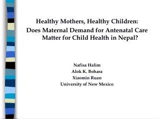 Healthy Mothers, Healthy Children:
