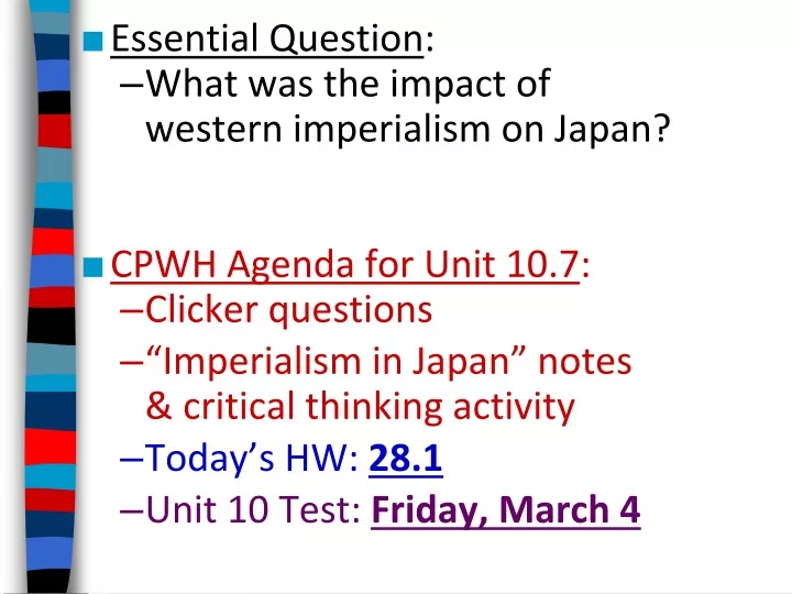 essential question what was the impact of western