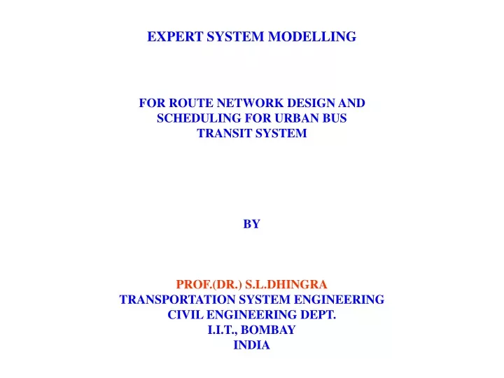 expert system modelling for route network design