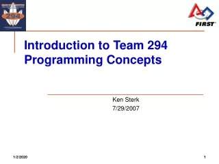 Introduction to Team 294 Programming Concepts