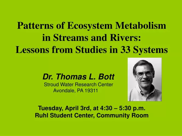 patterns of ecosystem metabolism in streams