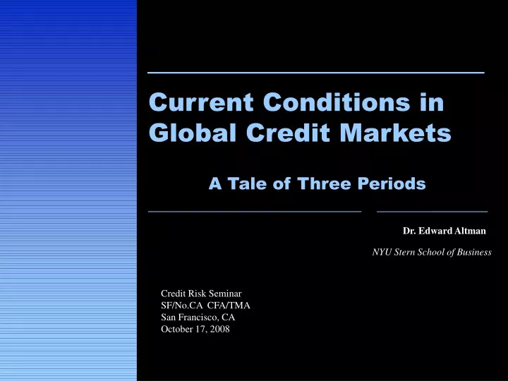 current conditions in global credit markets