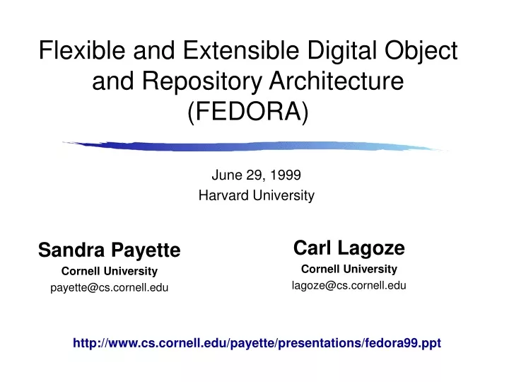 flexible and extensible digital object and repository architecture fedora