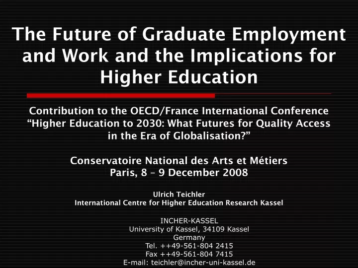 the future of graduate employment and work and the implications for higher education