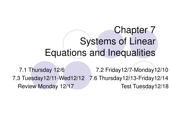 chapter 7 systems of linear equations and inequalities