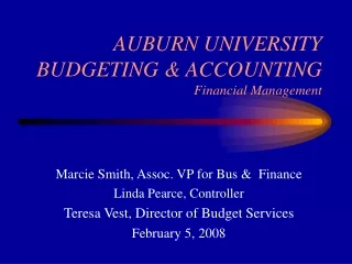AUBURN UNIVERSITY BUDGETING &amp; ACCOUNTING Financial Management
