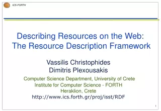 Describing Resources on the Web:  The Resource Description Framework