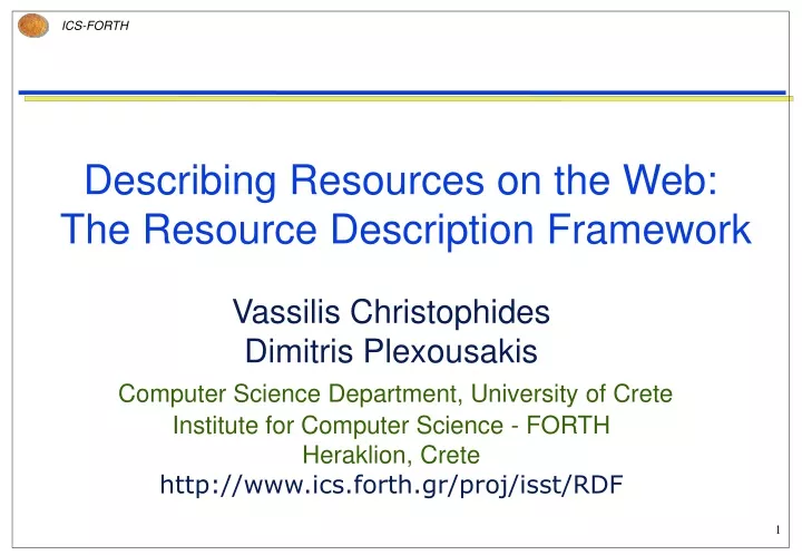 describing resources on the web the resource description framework