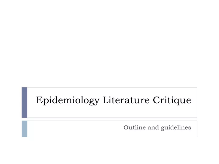 epidemiology literature critique