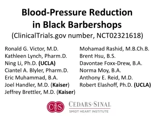Blood-Pressure Reduction  in Black Barbershops  (ClinicalTrials number, NCT02321618)