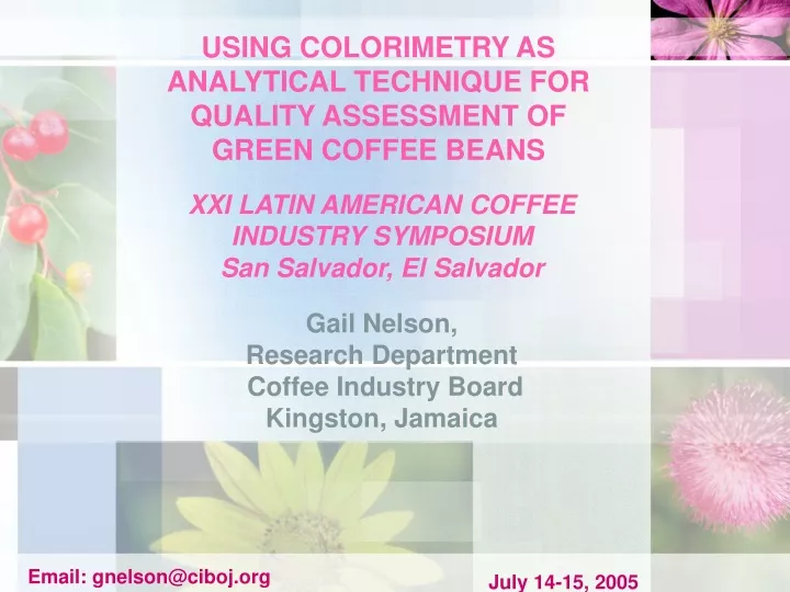 using colorimetry as analytical technique for quality assessment of green coffee beans