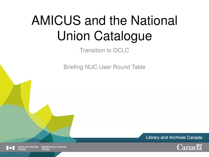 amicus and the national union catalogue