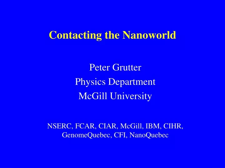contacting the nanoworld