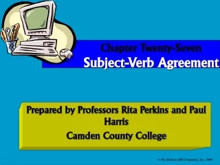 Chapter Twenty-Seven Subject-Verb Agreement