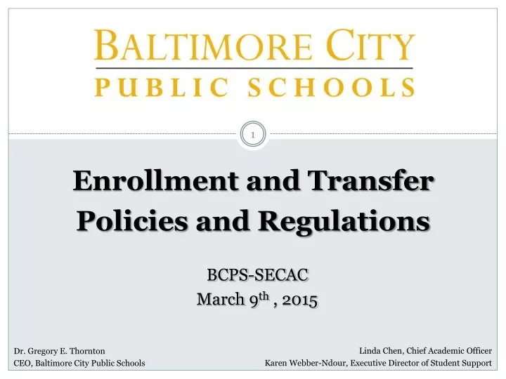 enrollment and transfer policies and regulations