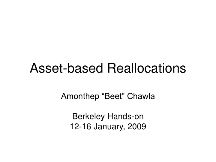 asset based reallocations