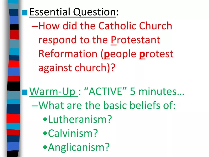 essential question how did the catholic church