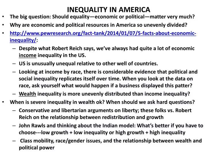 inequality in america