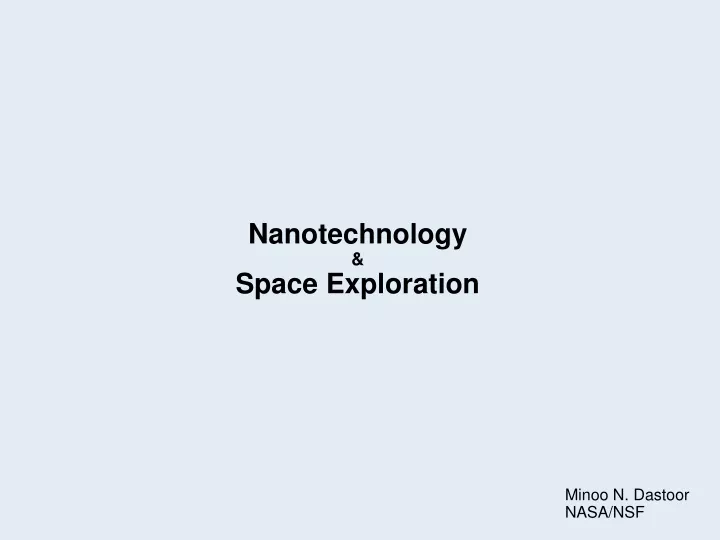 nanotechnology space exploration