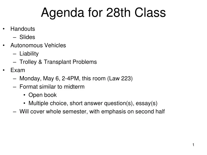 agenda for 28th class