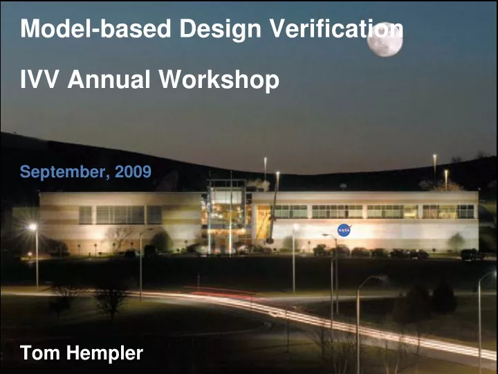 model based design verification ivv annual workshop