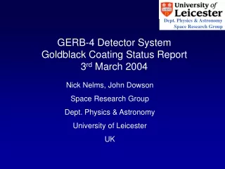 GERB-4 Detector System Goldblack Coating Status Report 3 rd  March 2004