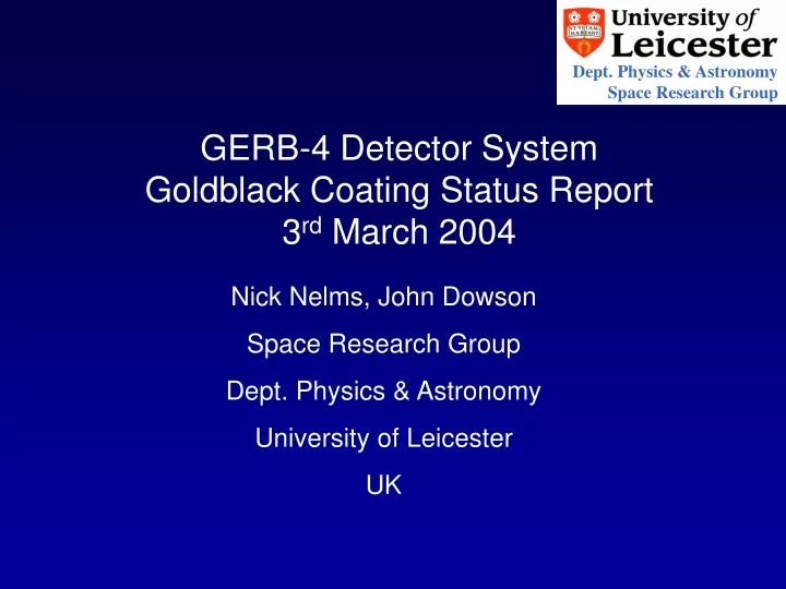 gerb 4 detector system goldblack coating status report 3 rd march 2004