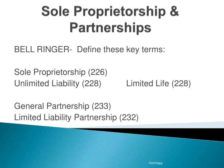 sole proprietorship partnerships