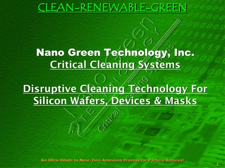 nano green technology inc critical cleaning
