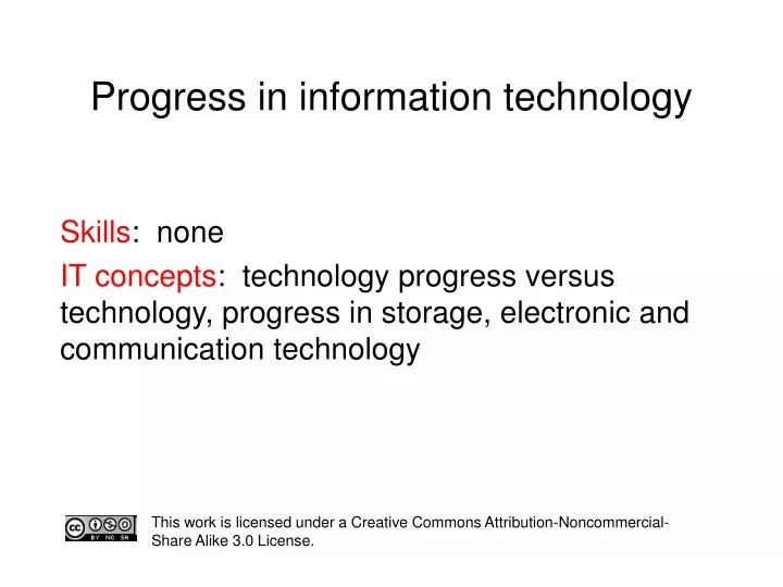progress in information technology